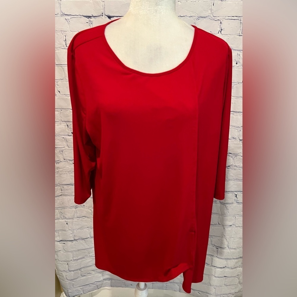 Chico’s Red Tunic Top Blouse Size 3 Petite XL/16